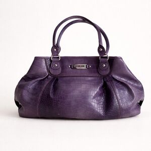 NINE WEST - Croc Embossed Purple Tote Bag | Large Slouchy Shoulder Bag